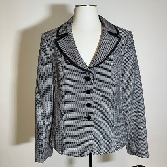 NWT Collections for Le Suit Blazer Suit Jacket Womens Size 16 Career Black/White - Picture 1 of 11